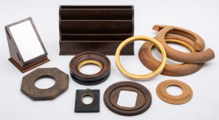 An Edwardian silver mounted mahogany vanity box, the sloping front fitted mirror,