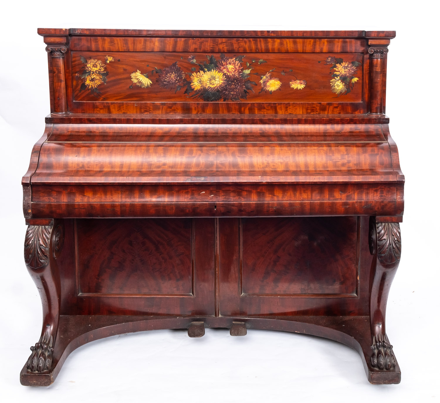 An Early 19th Century mahogany upright piano by George Peachey, 73, Bishopsgate St, Within, London,