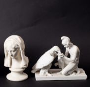 A Continental parian ware group of Ganymede and Jupiter as an eagle,