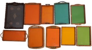 An Indian carved hardwood and brass inlaid rectangular tray together with a collection of various