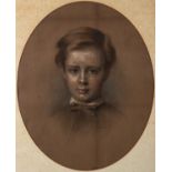 British School (19th Century) - Head and shoulders portrait of a boy - Charcoal and pastel - 53 x