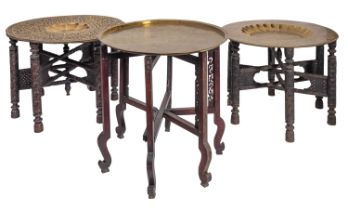 An Indian brass topped tiffin table,