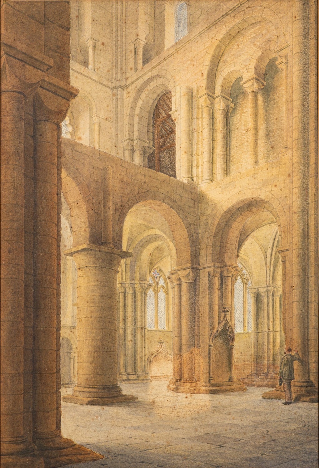 Two watercolours, one by John Ely (British, 1848 - 1915) - Winchester Cathedral,