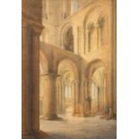 Two watercolours, one by John Ely (British, 1848 - 1915) - Winchester Cathedral,