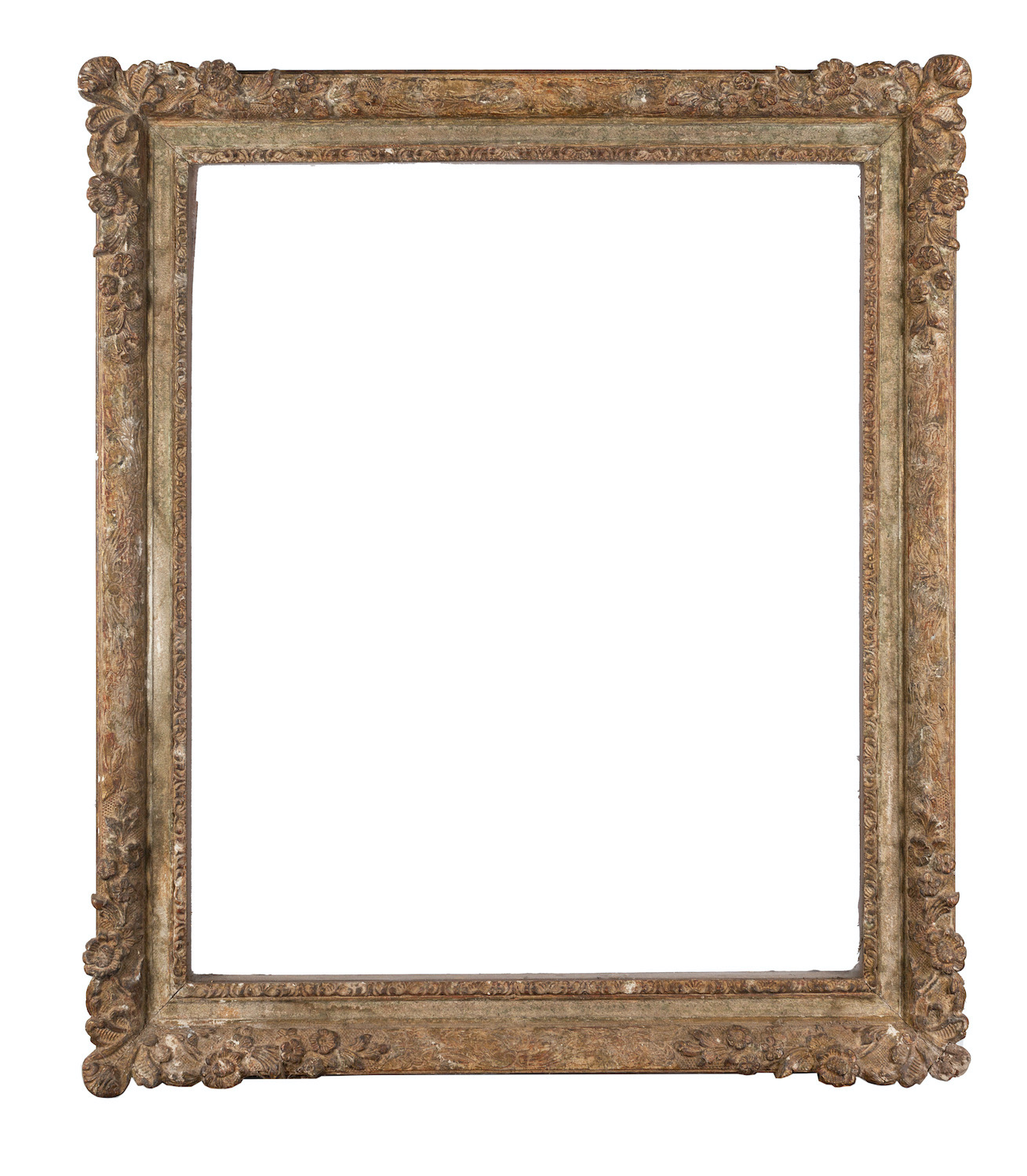 A gilded composite frame within a glazed display case - rebate 38 x 30.