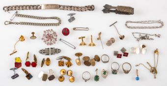 A mixed group of silver and costume jewe