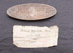 Princess Charlotte (1796-1817) a lock of hair in paper with manuscript inscription 'Princess