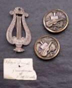 A George IV silver lyre music award, maker James Beebe, London 1829,