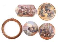 Pot lids; Sandown Castle, Kent, Wouvermann Pinx- chipped, Doctor Johnstone, The Best Card,