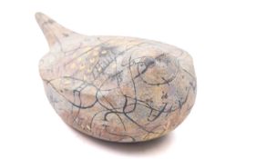 Janie Ramsey [Contemporary] a stoneware songbird under coloured slips and oxide glazes,