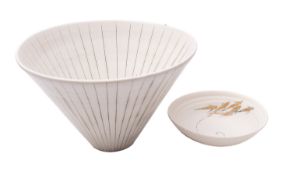 Laurel Keeley [b. 1952] two white stoneware bowls