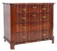 A late 18th Century Dutch Colonial padoukwood block front chest,