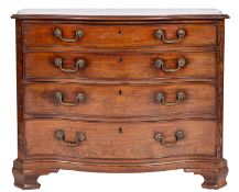 A George III mahogany chest of serpentine outline in the Chippendale manner,