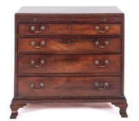 An early George III mahogany rectangular chest, of small size, the top with a moulded edge,