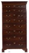 A George III mahogany 'tallboy' chest in George III style,