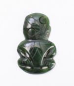 A Maori carved nephrite hei-tiki pendant, New Zealand, probably early 20th century; of typical form,