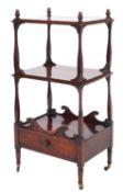 A George III mahogany three tier whatnot,
