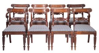 A set of eight chairs Regency mahogany and upholstered dining chairs,
