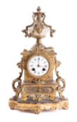 A French Victorian gilt-metal and alabaster mantel clock the eight-day duration movement striking