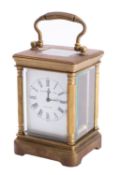 Two modern Chinese miniature brass carriage clocks,