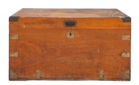 An Anglo-Chinese brass bound camphorwood trunk,