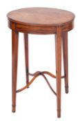 A George III mahogany and inlaid oval work table,