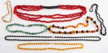 A mixed group of bead necklaces to inclu