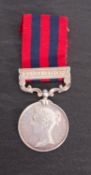 A Victorian India General Service medal with single clasp '1400 Pte A Smith 1st Btn D C L Inf'.