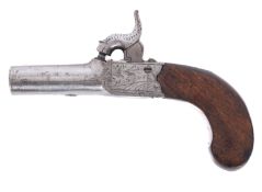 A 19th century boxlock percussion pistol, maker Manton, London,
