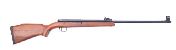 A Webley Opsprey .22 calibre air rifle, on a plain semi-pistol grip stock, 110cm long.