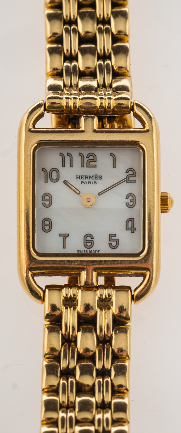 Hermes, a Cape Cod 18k gold lady's wristwatch the rear of the case marked with the gold import mark,