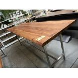 Super Table haute' bois exotique, solide 2" epais - 118" x 39" x 45" H a / base S/s