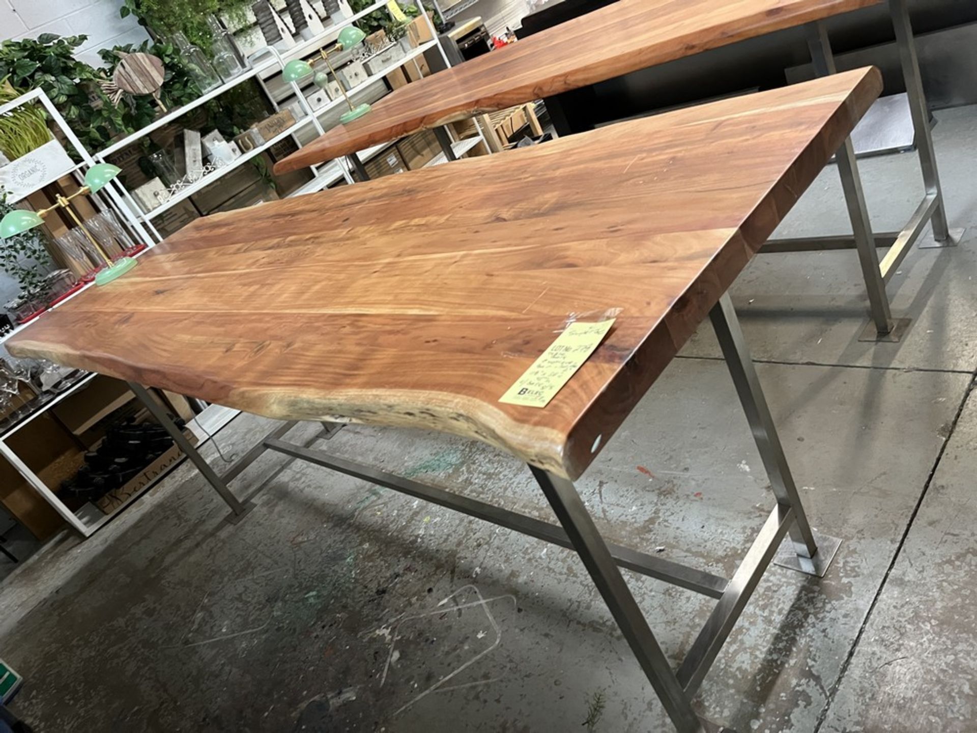 Super Table haute' bois exotique, solide 2" epais - 118" x 36" x 45" H a / base S/s