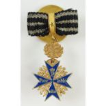 Preussen: Orden Pour le Mérite, für Militärverdienste, mit Eichenlaub Miniatur.