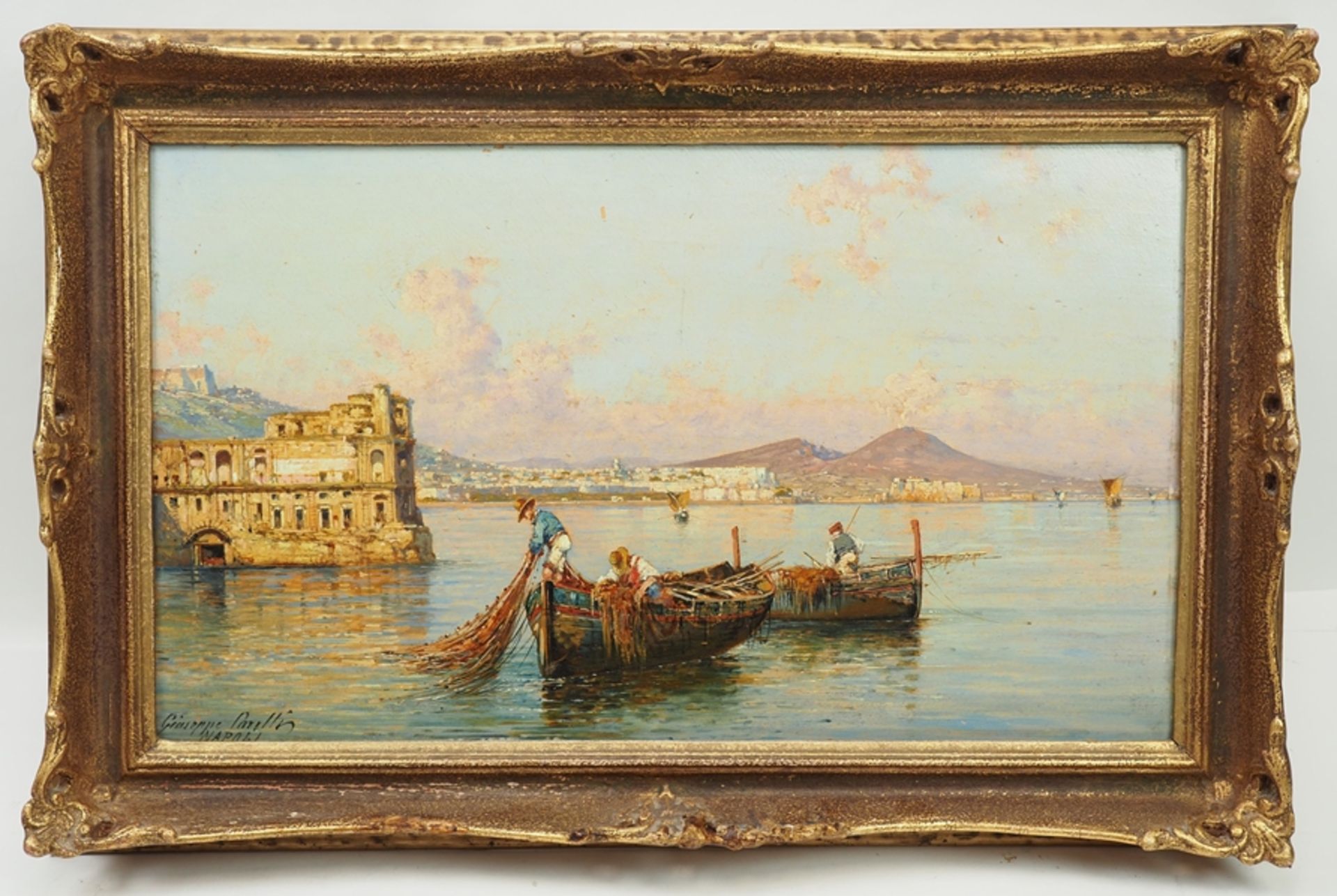 Carelli, Giuseppe (Neapel 1858 - 1921): Fischer vor der Küste Neapels. - Image 2 of 4