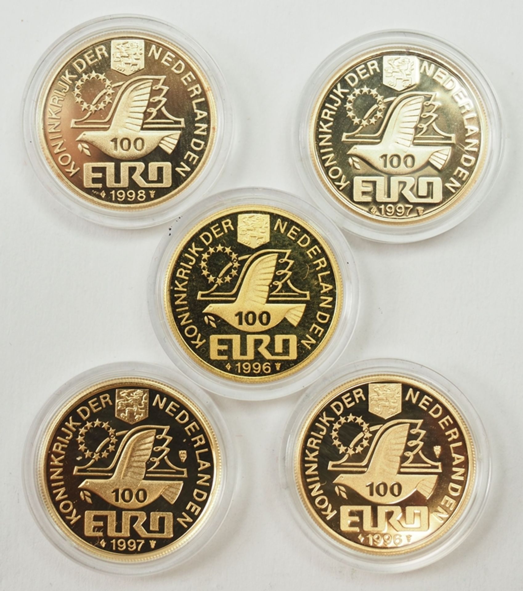 Niederlande: GOLD Münzen Satz Große Entdecker - 5 Exemplare. - Bild 2 aus 2
