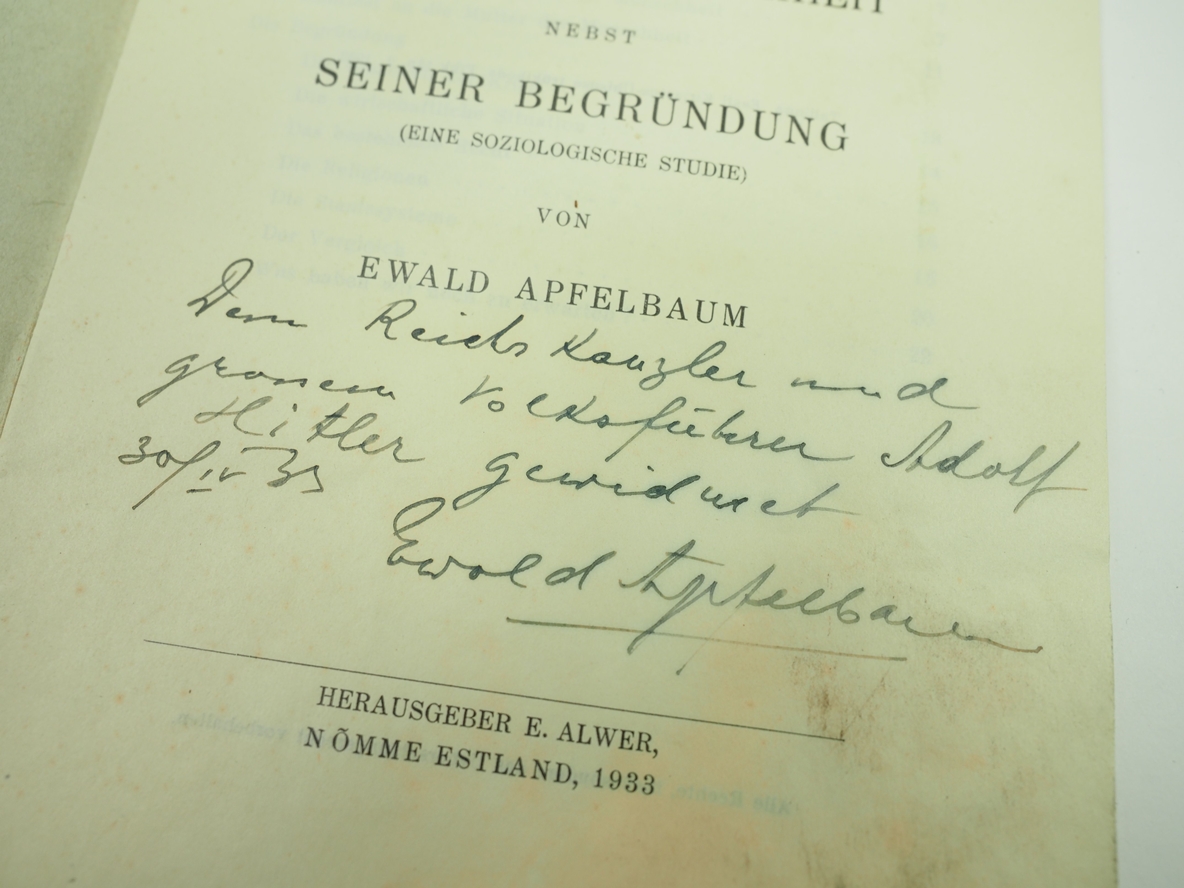 Adolf Hitler Bibliothek: Apfelbaum, Ewald: Das Manifest an die Mutter der Menschheit nebst seiner B - Bild 2 aus 4