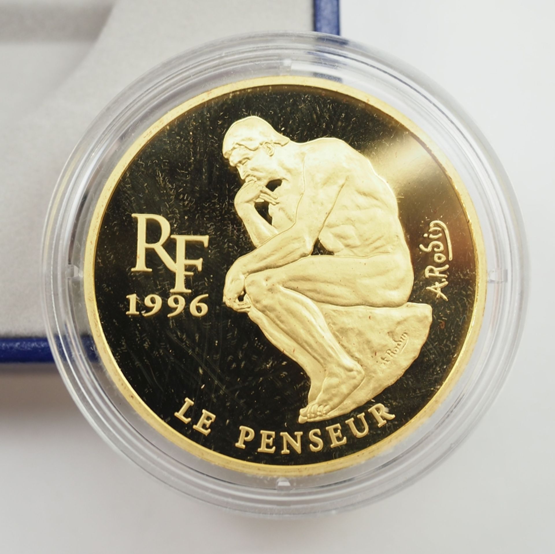 Frankreich: GOLD Gedenkmünze Trésors des Musées d' Europe Le Penseur de Rodin. - Image 2 of 3