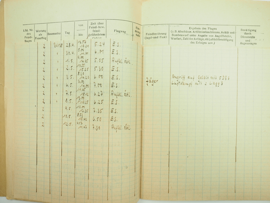 Luftwaffe: Flugbuch und Leistungsbuch eines Flugzeugführers auf Blohm & Voss BV 138 der Auklärungsg - Image 10 of 10