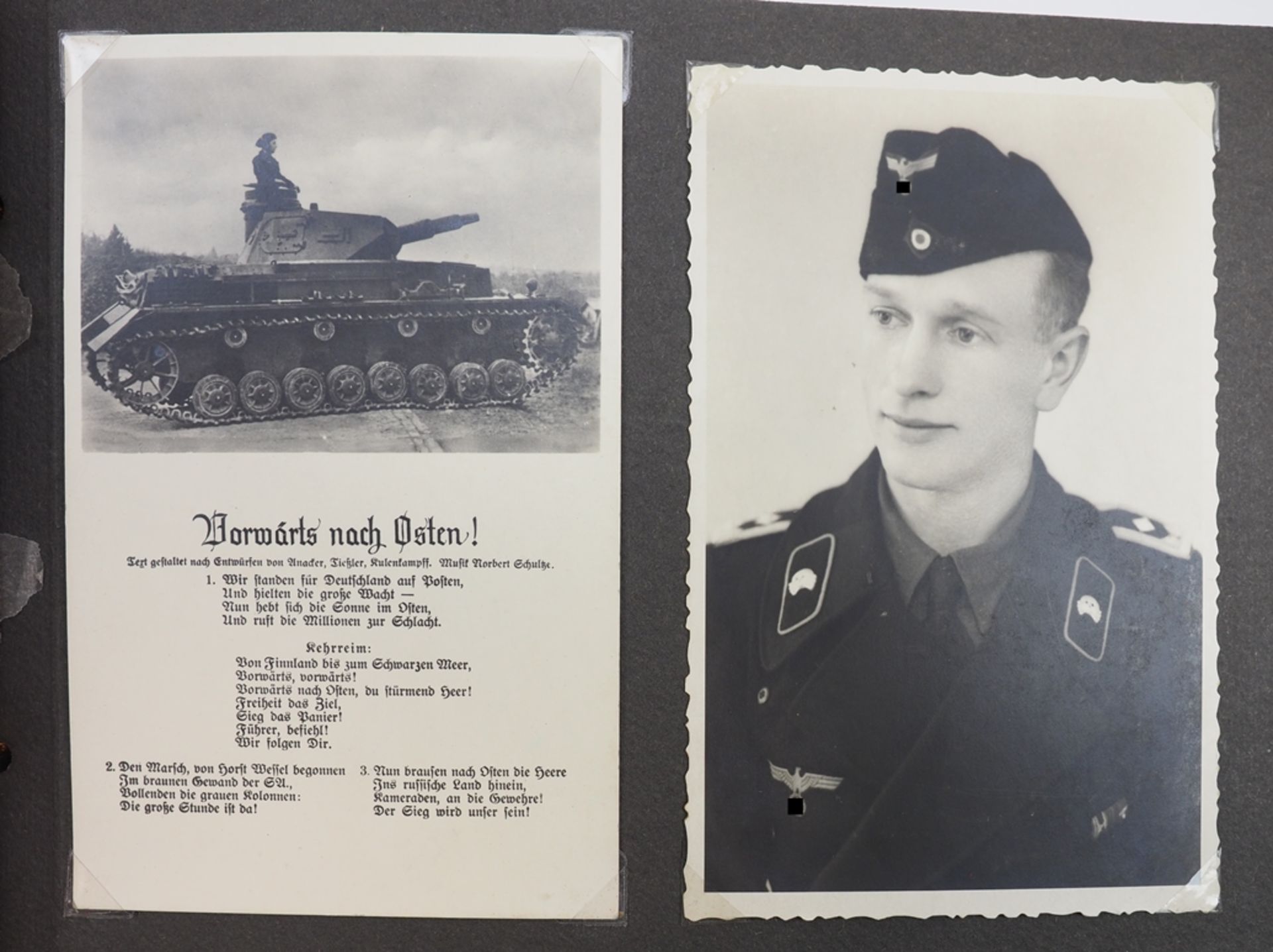 Wehrmacht: Fotoalbum und Urkunden eines Unteroffiziers der 1./Pz.-Pi.-Btl. 59. - Bild 2 aus 6