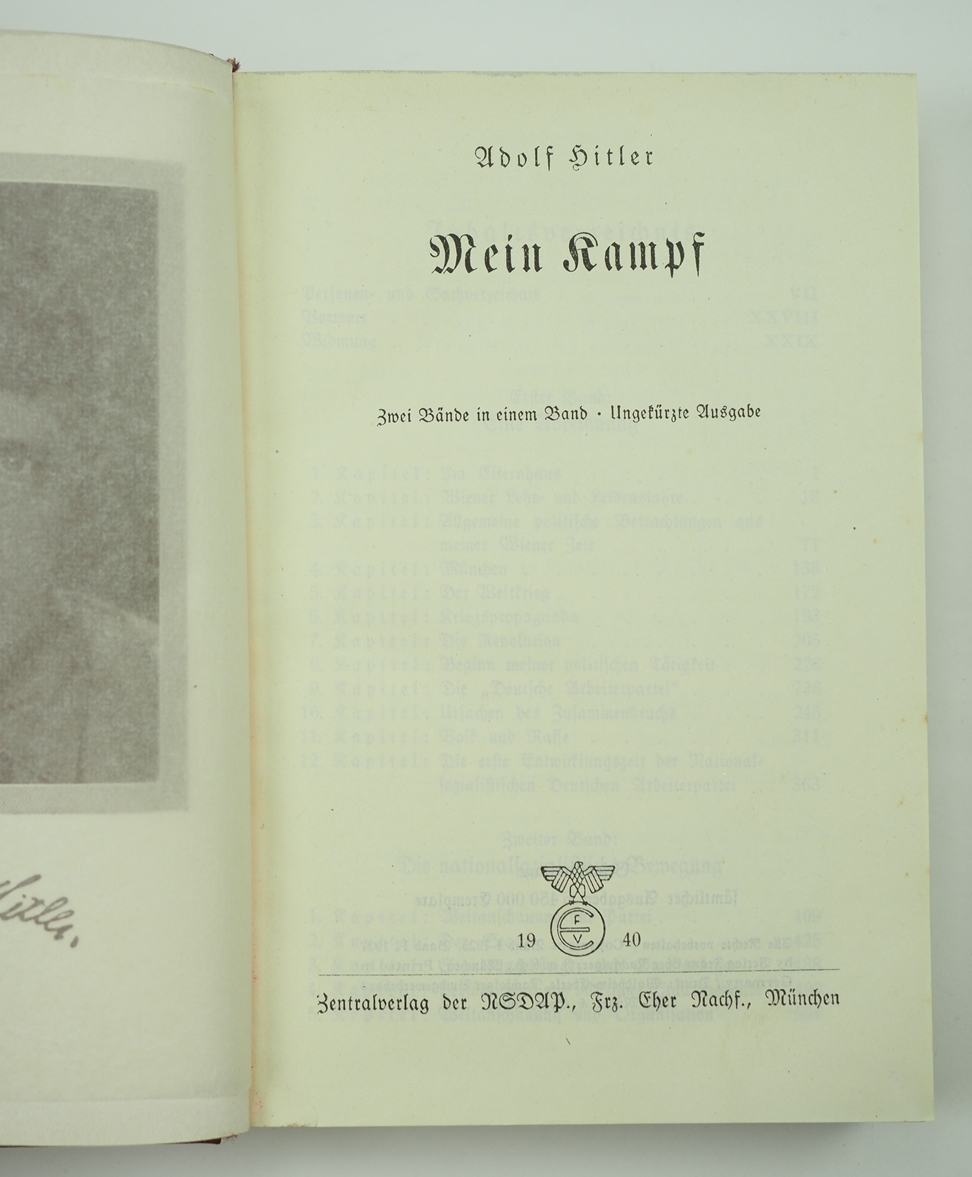 Hitler, Adolf: Mein Kampf - Erinnerungsgabe der Kreisleitung Minden. - Image 3 of 3