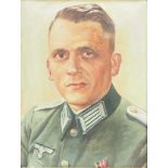 Wehrmacht: Porträt Gemälde eines Leutnant.