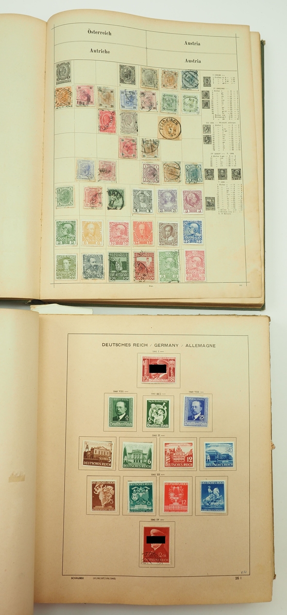 Briefmarken Sammlung Deutschland und International - 2 Schaubeck Alben.