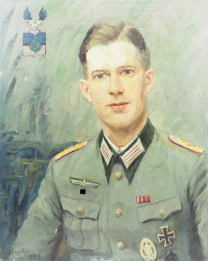 Wehrmacht: Gemälde eines Artillerie-Offiziers.