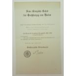Baden: Kreuz für freiwillige Kriegshilfe 1914-1916 Urkunde für eine Frau Rechtsanwalt.