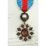 Liberia: Orden des Sterns von Afrika, Ritterkreuz, im Etui, mit Annahmegenehmigung für den Amtsrat