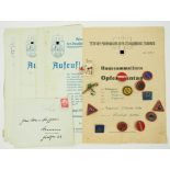 WHW: Sammlung Stade, im September 1939 - Lot Aufruf/Spendenschein und Abzeichen.