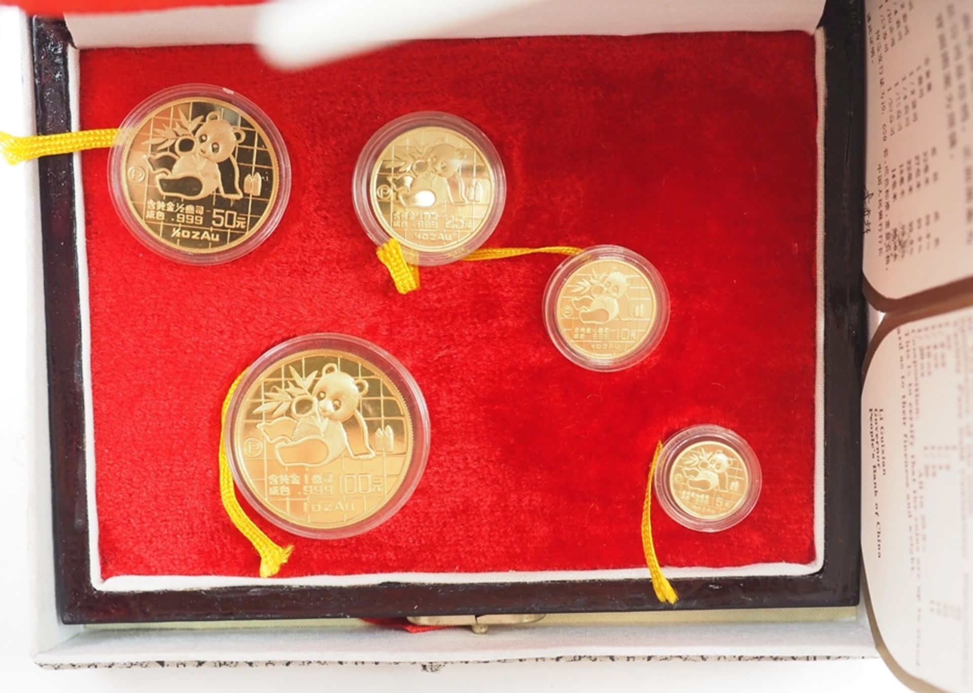 China: Panda Satz GOLD 1989 - 5 Münzen.