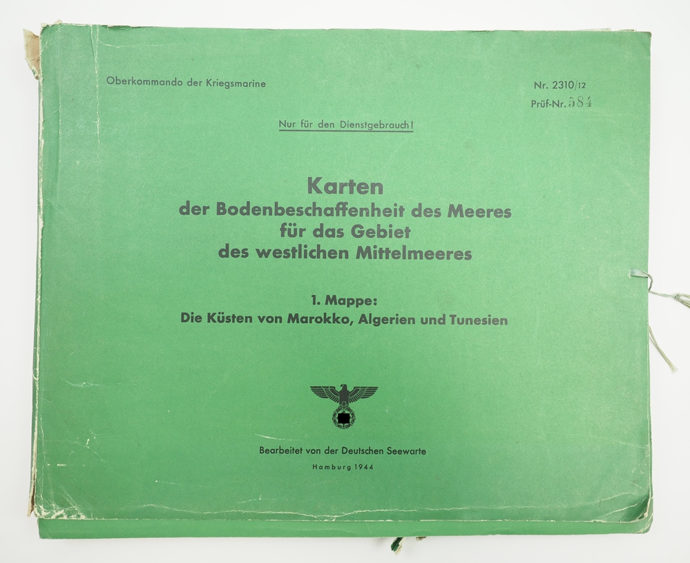 Kriegsmarine: Karten der Bodenbeschaffenheit des Meeres für das Gebiet des westlichen Mittelmeers.