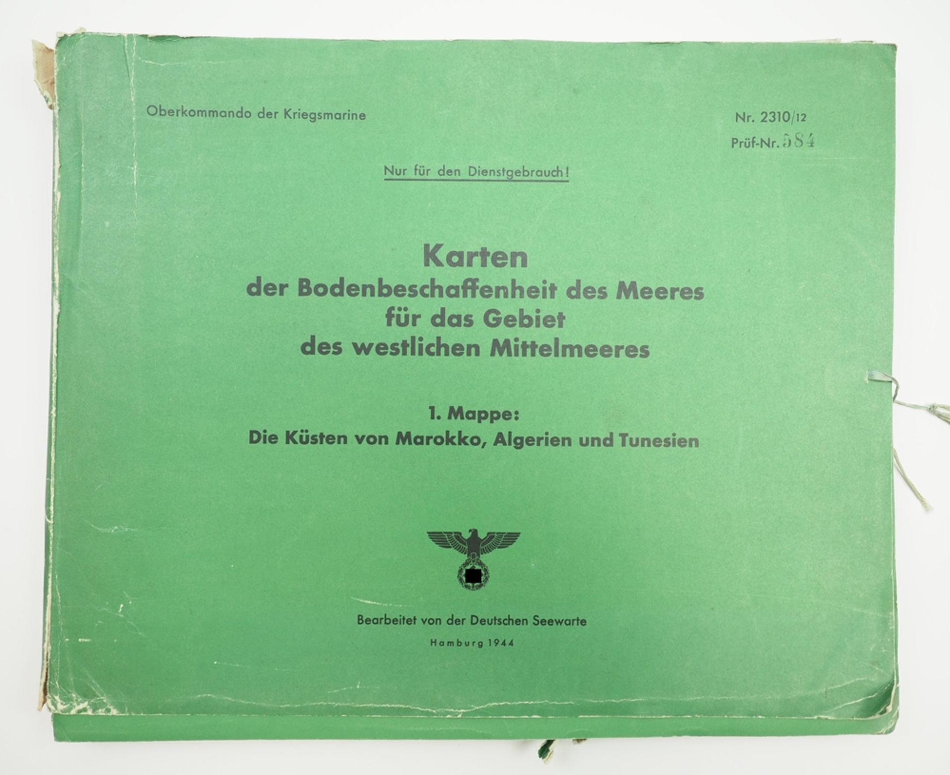 Kriegsmarine: Karten der Bodenbeschaffenheit des Meeres für das Gebiet des westlichen Mittelmeers.